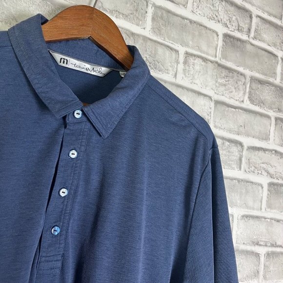 Travis Matthew Pima Cotton Poly Solid Navy Golf Polo Shirt 4 Button Mens Size XL - Picture 2 of 8